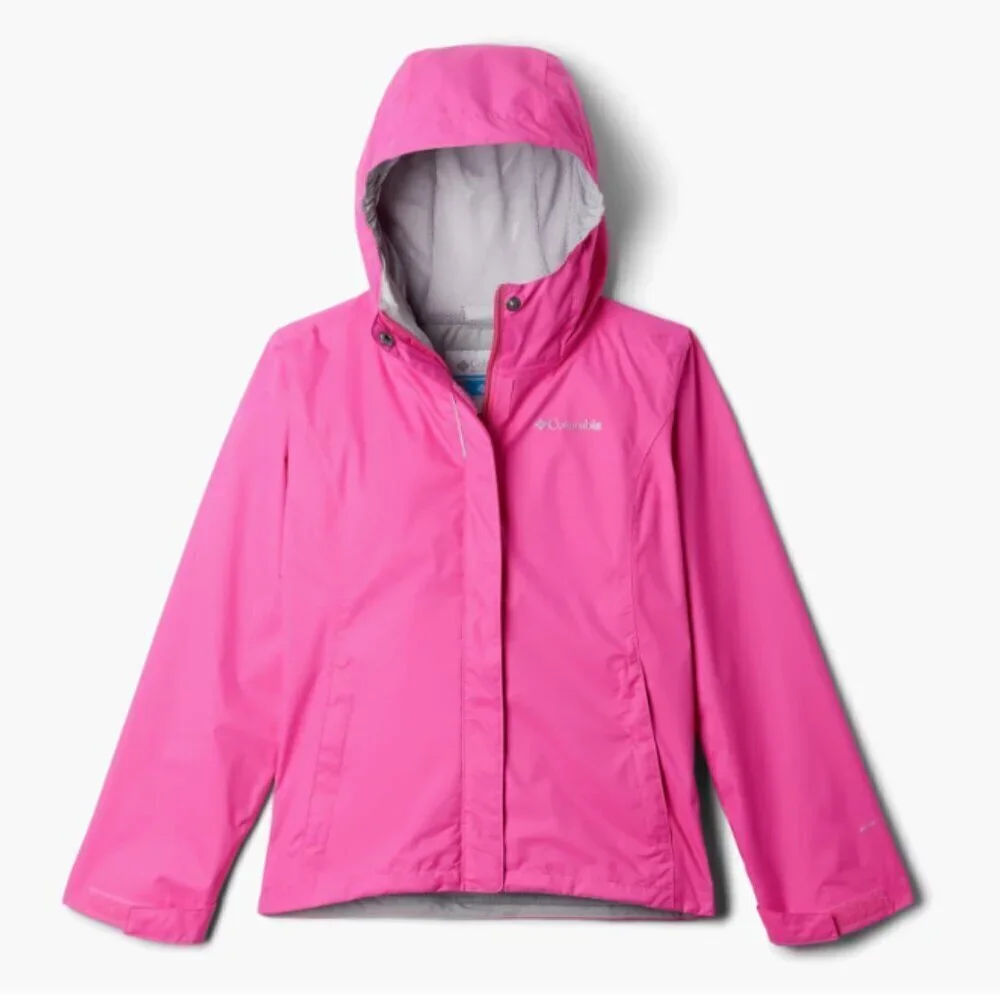 Columbia Girls Small Arcadia Jacket Kids Pink Hood Mesh Lining Waterproof NWT
